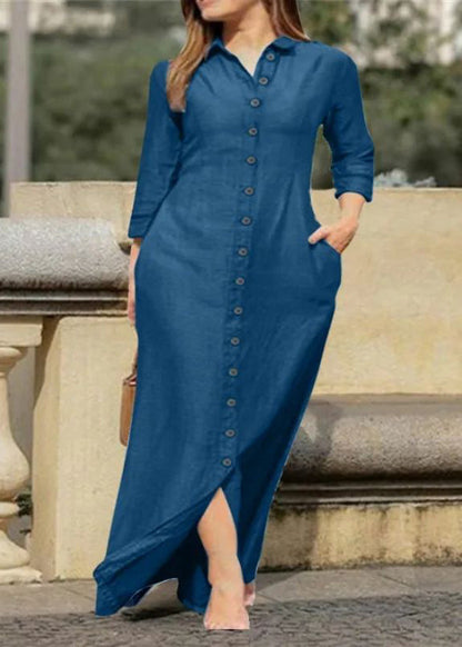 Dress Long Pan Natural Button Black Shirts Peter Fall Collar