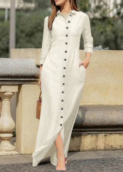 Dress Long Pan Natural Button Black Shirts Peter Fall Collar