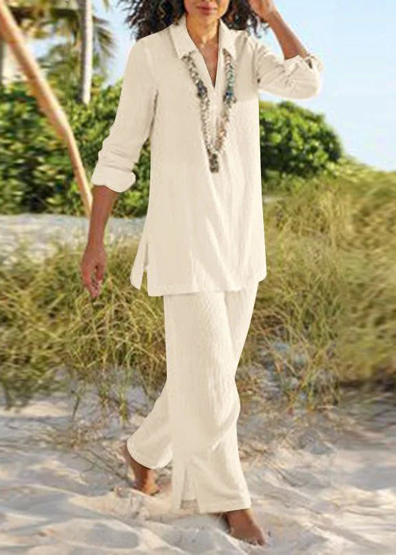 Collar And Natural Khaki Two Leg Pan Pants Shirt Wide Peter