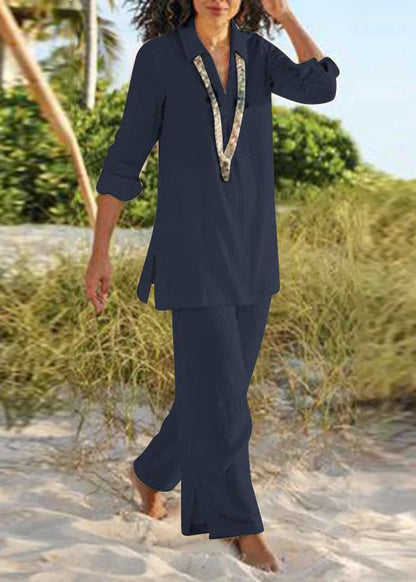 Collar And Natural Khaki Two Leg Pan Pants Shirt Wide Peter