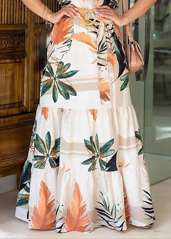 Print Tunic Short Natural Maxi O-Neck Sleeve Dresses