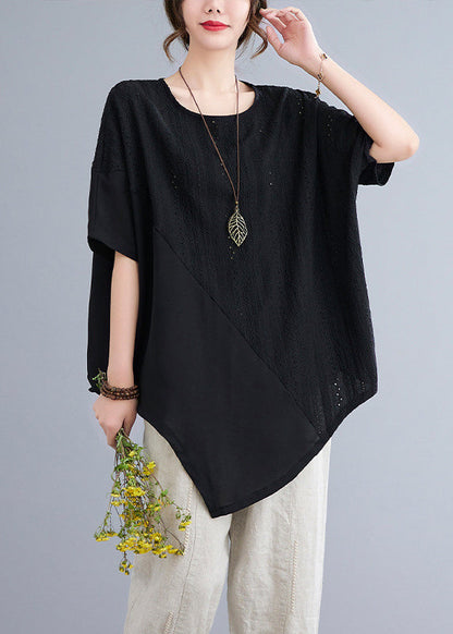 Asymmetrical Top Summer White Patchwork Natural Lace