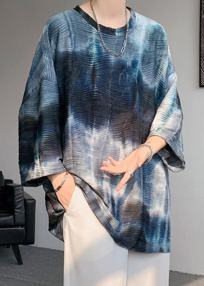 Dye T Sleeve Bracelet Silk O Ice Navy Loose Shirt Tie Mens Neck