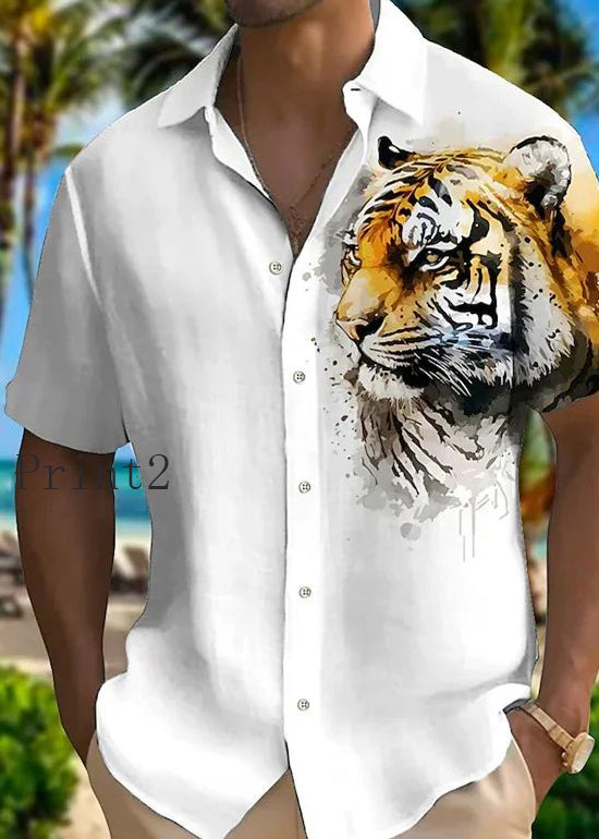 New Summer Shirts Cotton Collar Print Pan Men Animal Peter