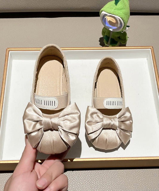 Splicing Bow New Apricot Girls Shoes Flat