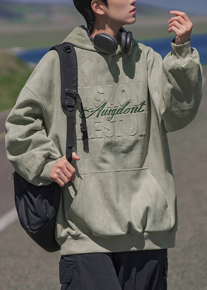 New Apricot Hooded Pockets Cotton Men Sweatshirts Spring YQ033