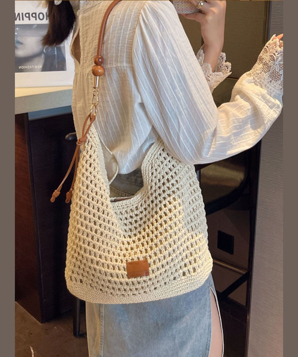 Straw Apricot Bag Shoulder Woven Large New Capacity