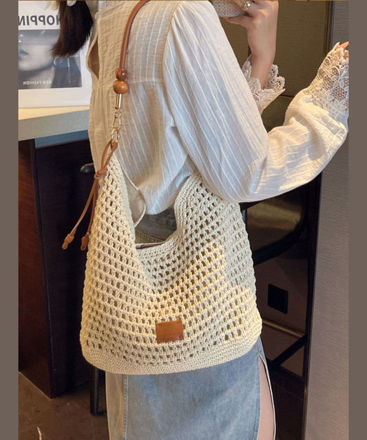 Straw Apricot Bag Shoulder Woven Large New Capacity