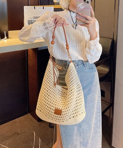 Straw Apricot Bag Shoulder Woven Large New Capacity