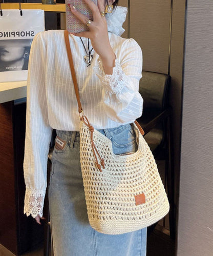 Straw Apricot Bag Shoulder Woven Large New Capacity