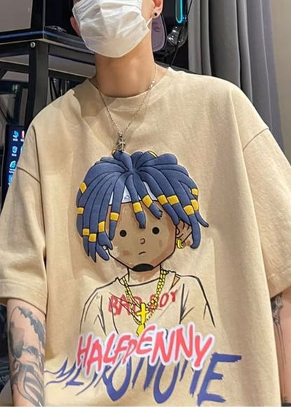 New Original Cotton Apricot Design Shirts Print Men Half Sleeve T