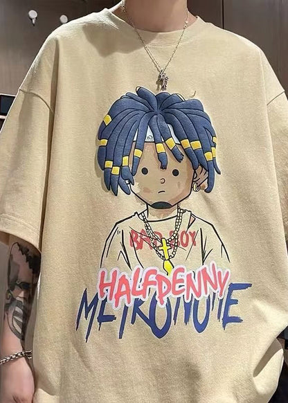 New Original Cotton Apricot Design Shirts Print Men Half Sleeve T