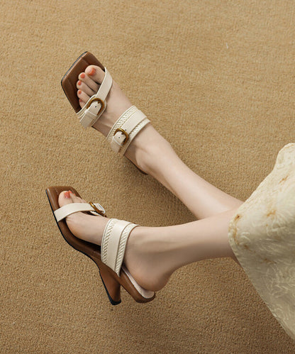 Woven New Wedge Sheepskin Slippers Heel Apricot