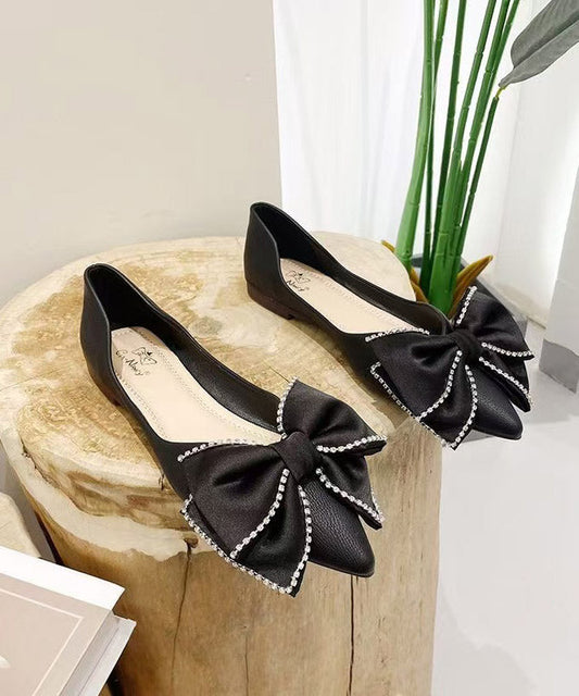 New Shoes Bow Splicing Comfy Flat Black