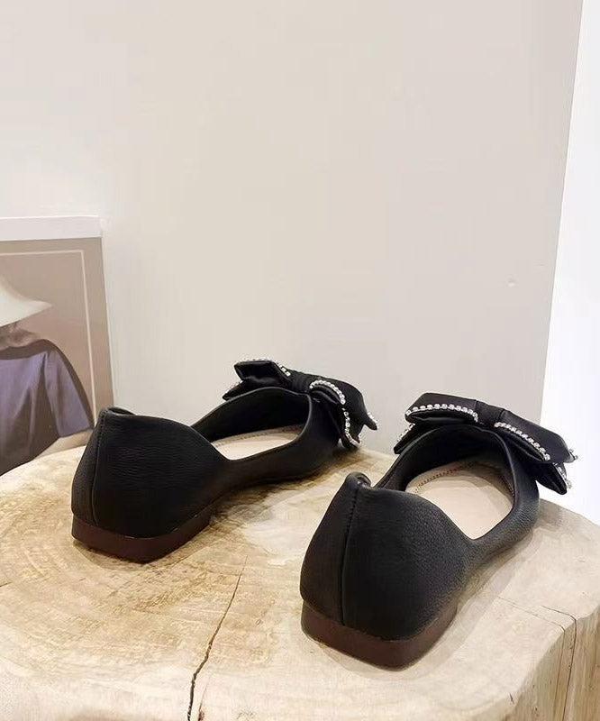 New Shoes Bow Splicing Comfy Flat Black