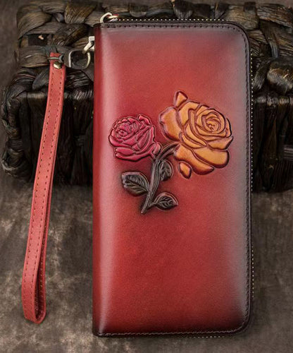 Durable Leather Purse Calf Black Embossed New Wallet