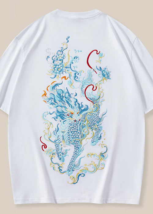 New Oriental Summer Shirt Cotton Black T Embroideried Mens