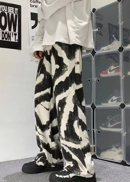 Black Oversized Casual Clothing Mens Dye New Pants Cotton Tie