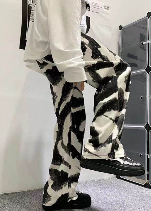 Black Oversized Casual Clothing Mens Dye New Pants Cotton Tie