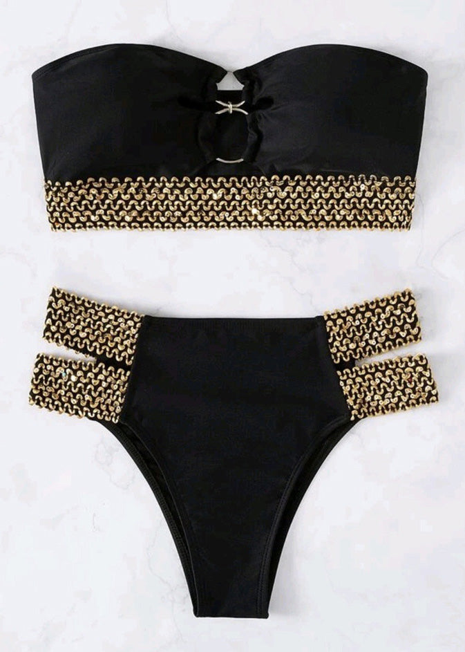 Black Chain Lingerie Linked Patchwork Sets New