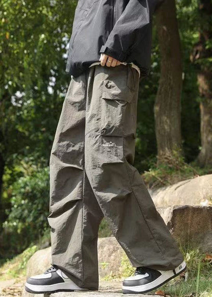 Pockets Solid Spring New Men Pants Black Cotton