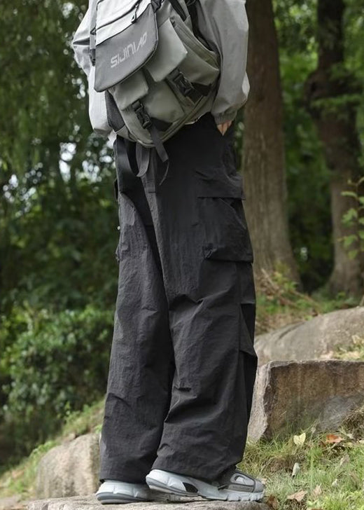 Pockets Solid Spring New Men Pants Black Cotton