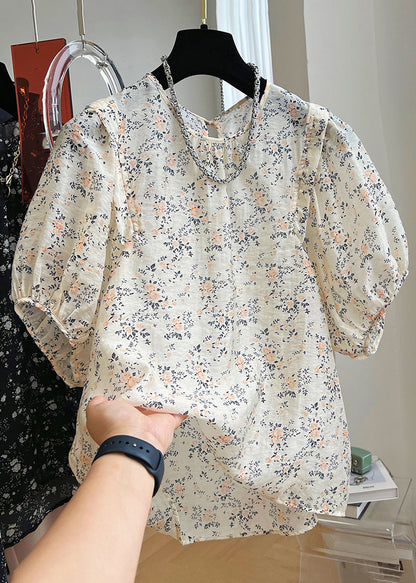 Summer New Button Print Shirt Black Cotton