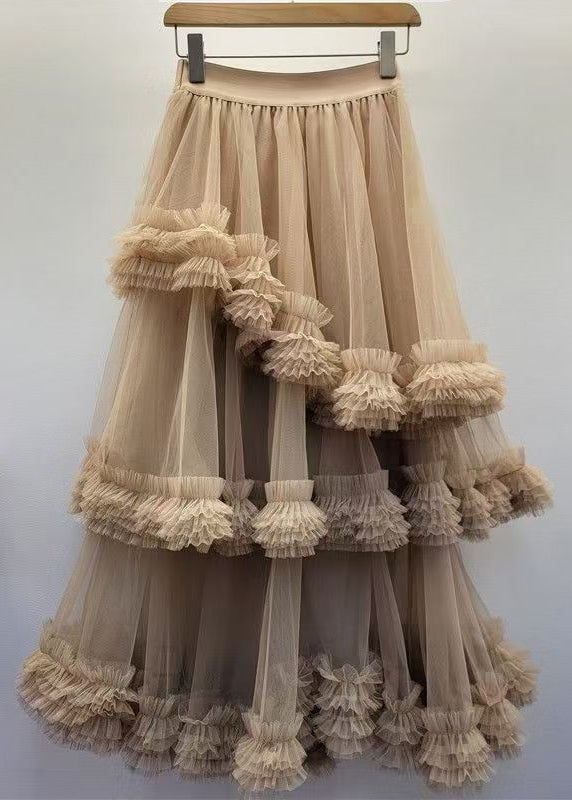 Black Tulle Ruffled Waist Summer Skirt Elastic New