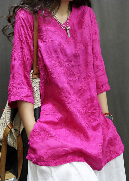 Linen New Dresses Neck Mid Embroidered Black Summer V