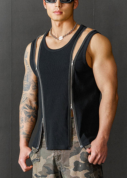 Cotton Up Men Design Original Zip New Tank Summer Black