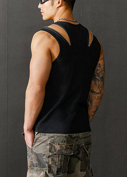 Cotton Up Men Design Original Zip New Tank Summer Black