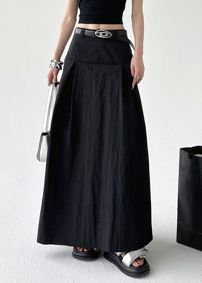 New Cotton Summer Skirts High Zippered Waist Black