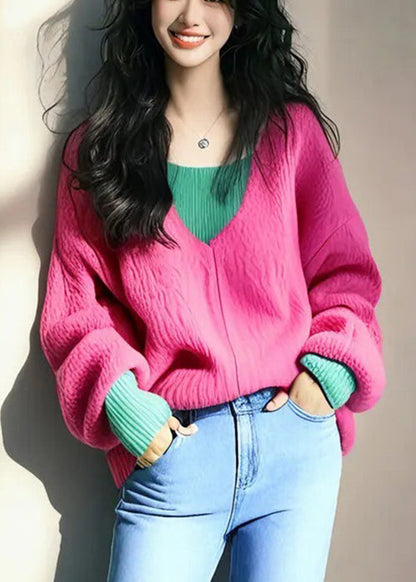 Sweaters False Knit New Two Blue Pieces Patchwork Fall