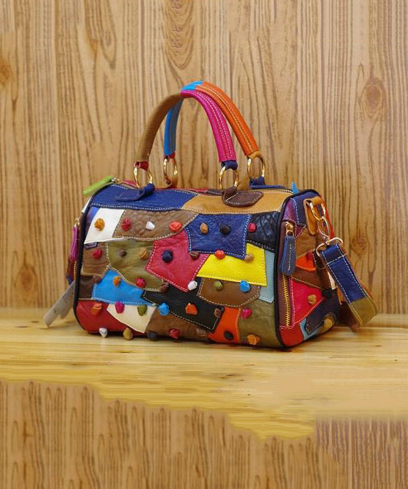 Sac à main fourre-tout patchwork en cuir de veau polychrome de nouvelle boutique HJ1028