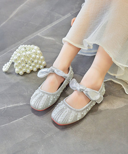 Shoes Silver New Zircon Flat Girls Nail Kids Bow Faux Bead