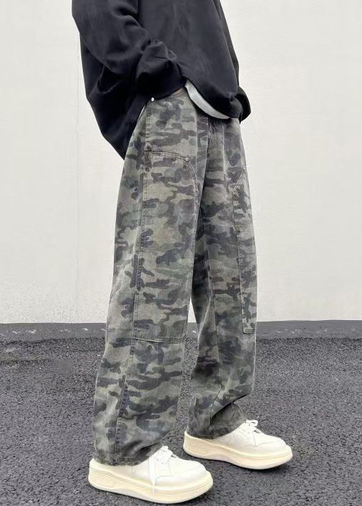 Camouflage Waist Men Warm High Spring Pockets New Pants Fleece