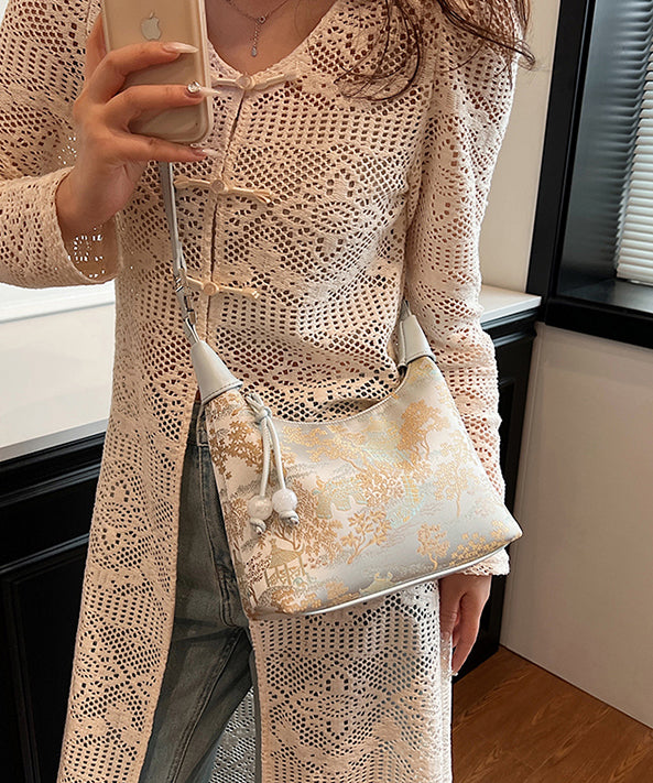 New Chinese Style Beige Embroidered Crossbody Bag II038