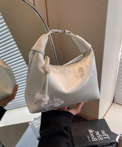 Style New Chinese Versatile Beige Tote Embroidered Bag