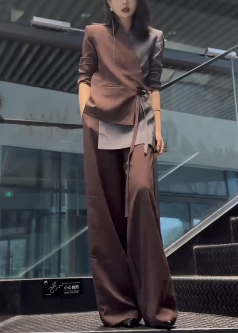 Patchwork Set Asymmetrical Two Lace Pieces Coffee Cotton Up New