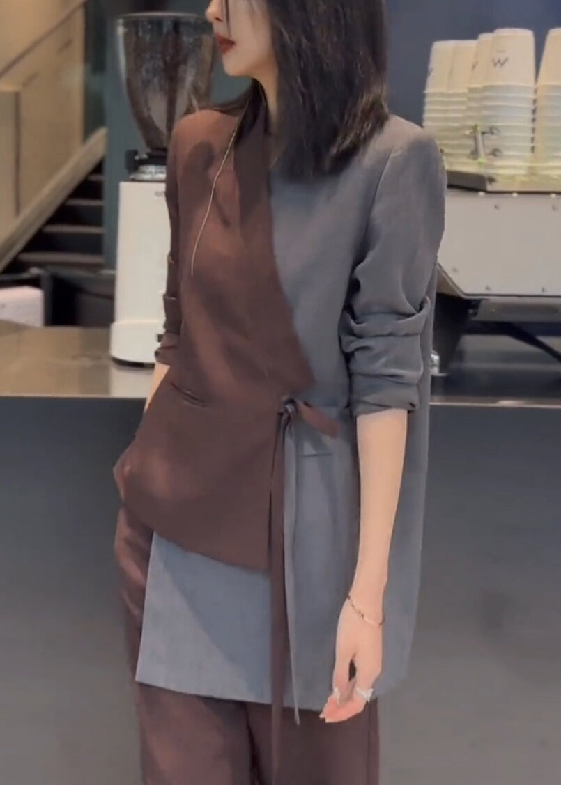 Patchwork Set Asymmetrical Two Lace Pieces Coffee Cotton Up New