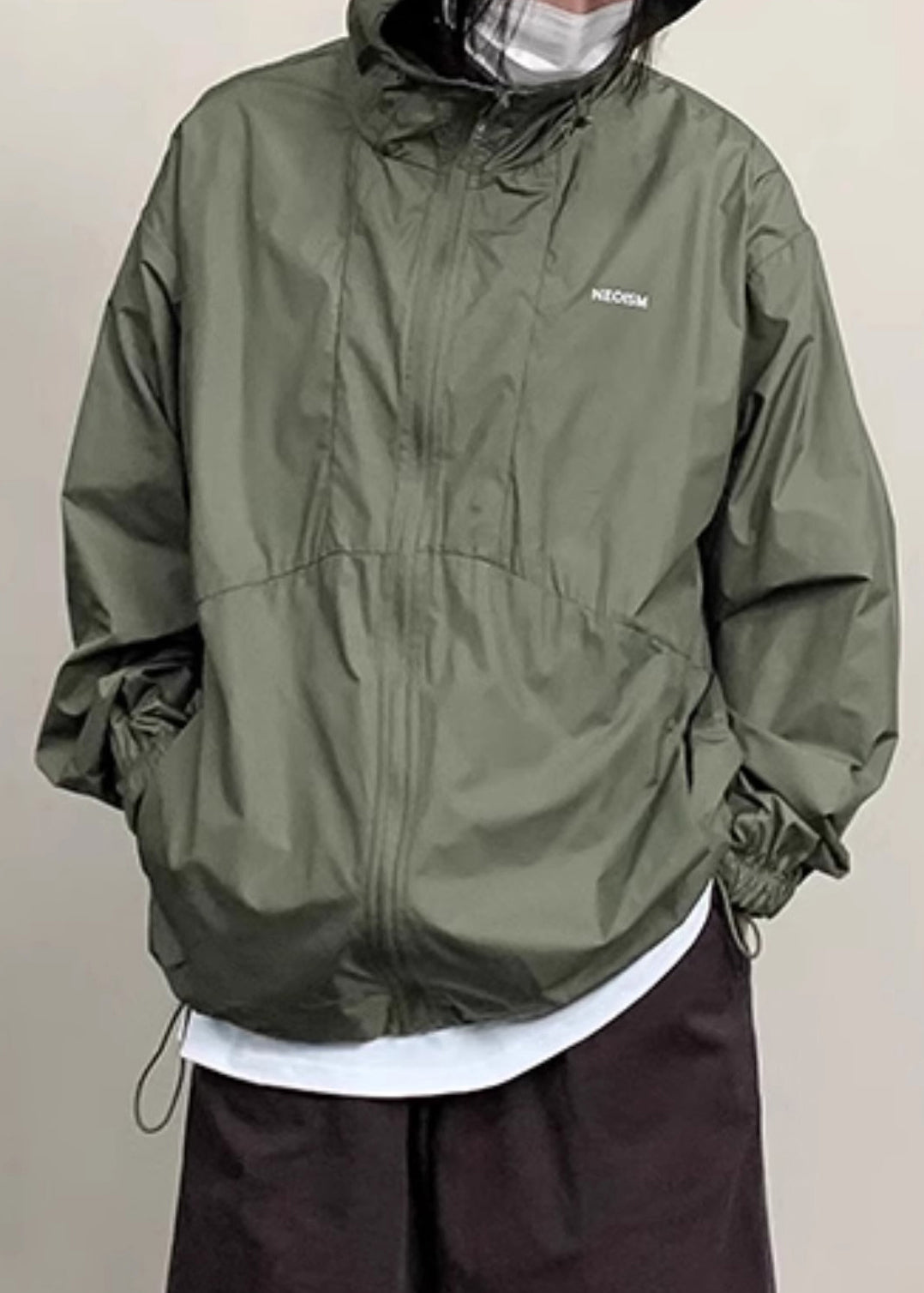 Coffee UPF New Pockets Zippered 50+ Thin Hooded Men Coat