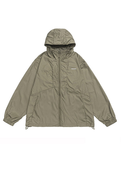 Coffee UPF New Pockets Zippered 50+ Thin Hooded Men Coat