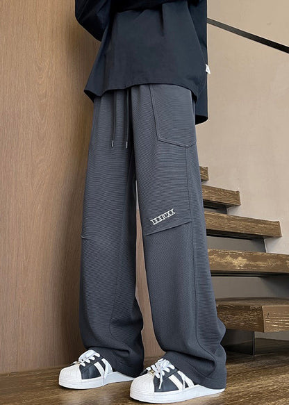 Coffee Pants New Warm Elastic Fleece Waist Pockets Men Spring