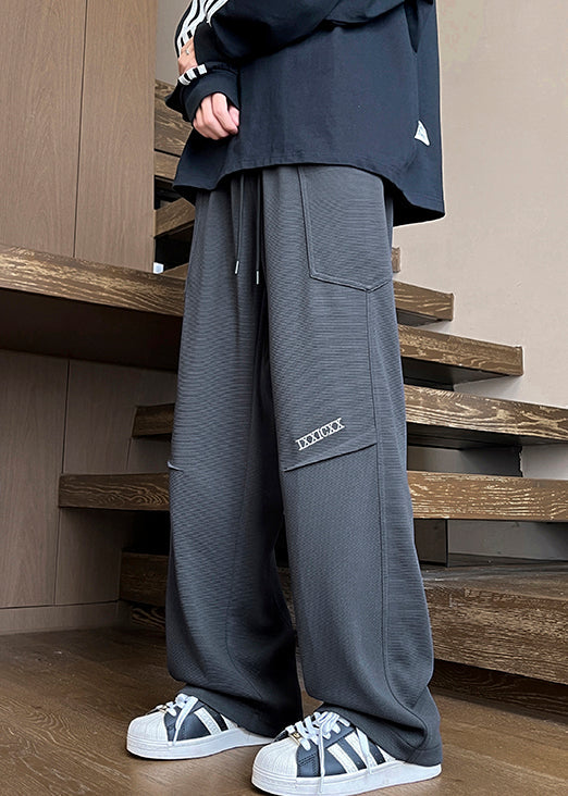 Coffee Pants New Warm Elastic Fleece Waist Pockets Men Spring