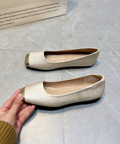 Flat Comfy Apricot Silk Shoes New Versatile Splicing Feet