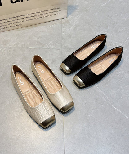 Flat Comfy Apricot Silk Shoes New Versatile Splicing Feet