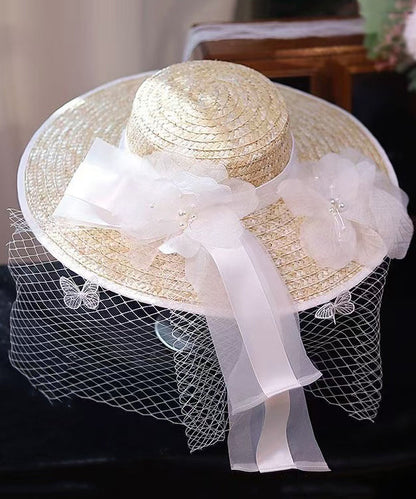 Style French Countryside Hat New Lace Straw Flower
