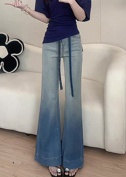 Wide Denim New Color Gradient Zircon Pants Fall Leg