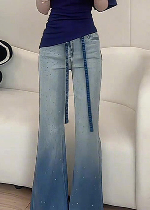 Wide Denim New Color Gradient Zircon Pants Fall Leg