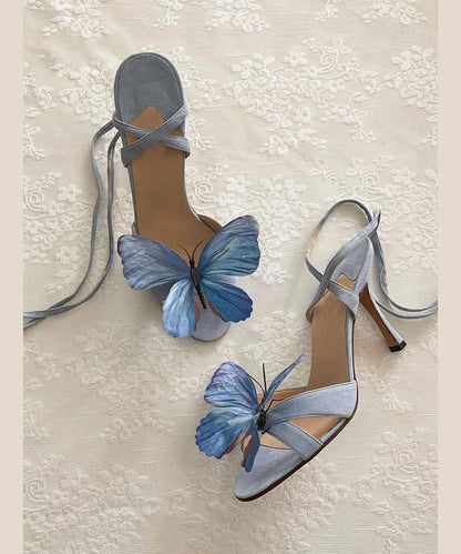 Butterfly Sandals New Lace Flower Green Stiletto Up